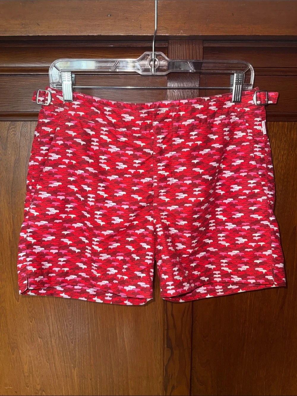 Orlebar Brown Red and White Patterned Men’s Swim Bermudas